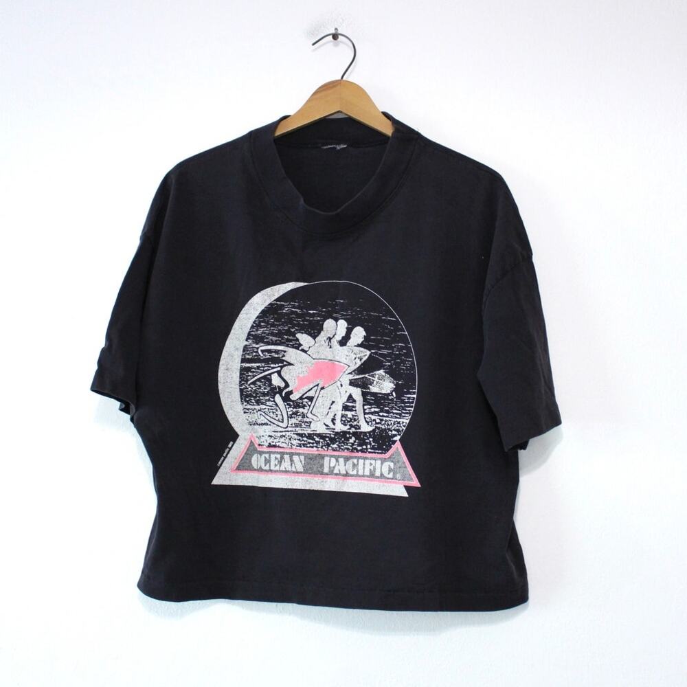 Vintage Ocean Pacific Surfing Crop Top T Shirt Large